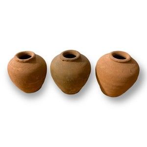 Vintage Set of 3 Putz Nativity Terracotta Clay Vessel Rustic Creche Miniature